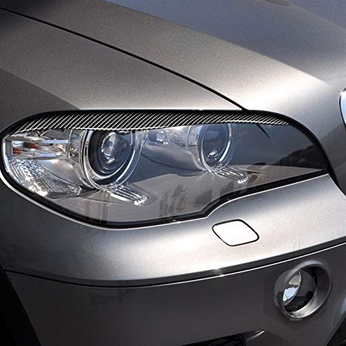 Cubierta de cejas para faros 2 PCS Faro de cejas Forma de la máscara del párpado Decoración real de fibra de carbono del ojo Etiqueta, adecuados for BMW X5 E70 Viejo