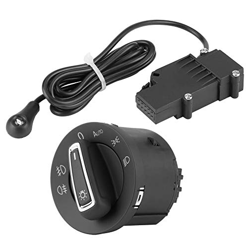 EVGATSAUTO 5GG941431D Interruptor de faro de coche con control de luz antiniebla y sensor apto para Golf MK7 2013 2014 2015 2016 2017 2018 Módulo de sensor de faro (negro)