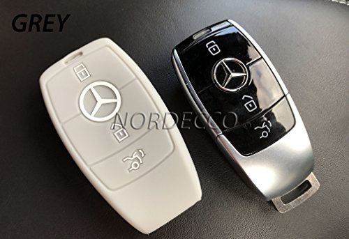Funda para mando a distancia inteligente de silicona de alta calidad y con tres botones. Mercedes-Benz 2016-2017, modelo clase C AMG, clase E, clase S, híbrido, color gris