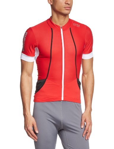 GORE BIKE WEAR Oxygen Soft Shell - Camiseta de Ciclismo para Hombre, Color Rojo/Blanco, Talla M