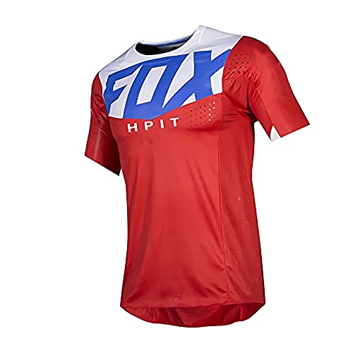 Hombre Ropa de Ciclismo Indoor, Jersey de Enduro MTB, Maillots de Bicicleta Motocross BMX Camiseta de Carreras de Ciclismo MX Verano Hpit Fox Camiseta de MTB Locomotora Bicicleta/Motocross/MTB, L