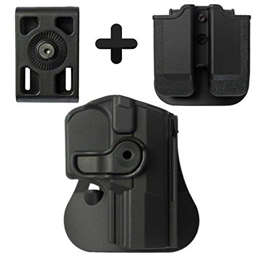 IMI Defense Z1420 - Juego táctico de paleta de retención Roto + bolsa doble para revista + accesorio para cinturón para Walther M1 (PPQ Classic 9/.40), M2, Navy SD, P99Q pistola