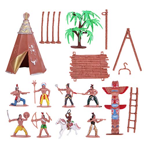 Kisangel 1 juego de figuras indias juguetes de plástico decoración modelo indio adorno de Simulación de Carroza de Cowboy Occidental