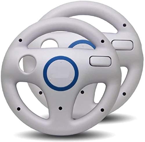 Link-e - Lote de 2 volantes compatibles con mando Wiimote sobre consola Nintendo Wii / Wii-U (blanco)