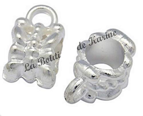 Lote de 5 Belieres anillos Metal Argente claro para pulsera charms – Patines – Creation perlas