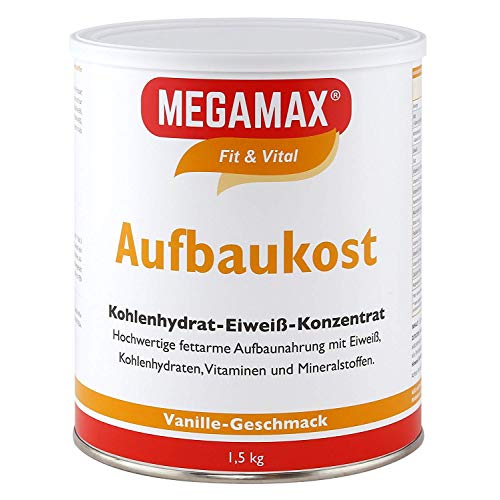 MEGAMAX - Aufbaukost - Suplemento para Ganar Peso y Masa Muscular - Vainilla - Solo un 0,5% de Grasa - 1,5 kg