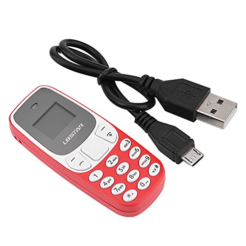 Mini teléfono móvil pequeño teléfono celular Bluetooth Marcador Teléfono GSM Dual SIM tarjeta (rojo)