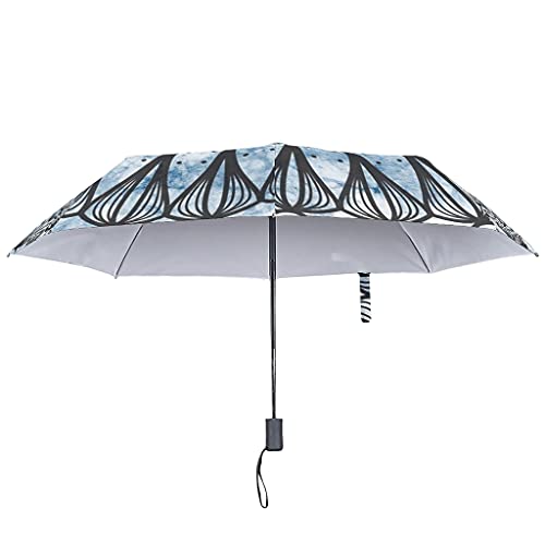 Paraguas con diseño de mandala en blanco y negro, con cierre de protección contra rayos UV, para marcha atrás, lujoso con funda impermeable, blanco (Blanco) - BTJC88-UBR-8
