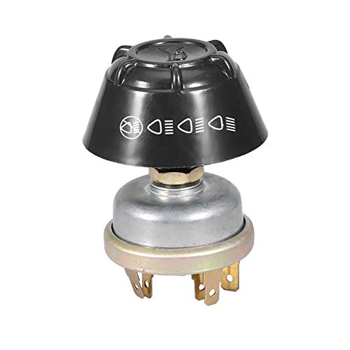 Qiilu Car Horn Switch, ABS 12V Impermeable Luz/Horn Switch Push Button Metal para Massey Ferguson Tractor (Plata + Negro)