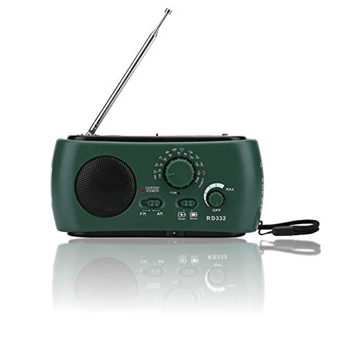 Radio AM/FM con manivela manual, radio solar portátil con linterna LED, receptor de radio con cargador de teléfono de emergencia con manivela manual