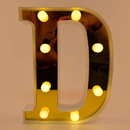 Unishop Letras con Luces LED para Decorar Cumpleaños, del A al Z y & Iluminación para Eventos y Fiestas, Decoración Bonita de Habitación (D)