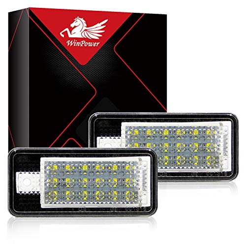 WinPower LED Luces de matrícula para coche Lámpara Numero plato luces Bulbos 3582 SMD con CanBus No hay error 6000K Xenón Blanco frio, 2 Piezas (Versión antigua)