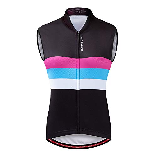 WOSAWE Maillot de Ciclismo para Mujer Transpirable Sin Mangas Chaqueta de Bicicleta Camiseta para Verano Deportes al Aire Libre (Brillo de Color S)
