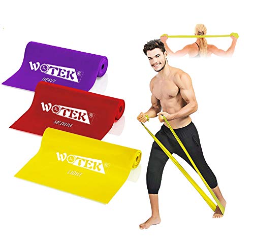 WOTEK Gomas Elasticas Fitness, 3 Piezas Cintas Elasticas Musculacion con 3 Niveles Banda de Resistencia para Yoga, Pilates, Crossfit, Musculacion