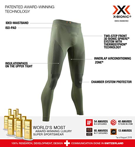 X-Bionic Combat Energizer 4.0 Pants Pantalones Legging Unisex Pantalones Legging, Unisex Adulto, Olive Green/Anthracite, M