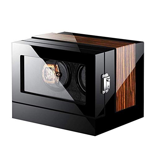 YLJYJ Bobinadora automática de reloj, 2+0 de madera con control remoto de pantalla táctil rotación, caja de pino, motor silencioso premium, luz ambiental LED, pantalla de 28,2 x 21,9 x 22 cm