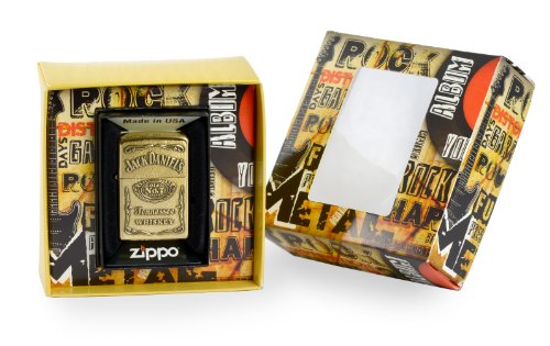 Zippo 1.350.003.1 Mechero de Jack Daniels Label de instrumentos de escudo, premium gift Set, special Edition, para la medición de cepillado