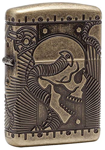 Zippo Feuerzeug 29268 Encendedor, Armor Antique Brass (Skull Multi Cut), Talla única