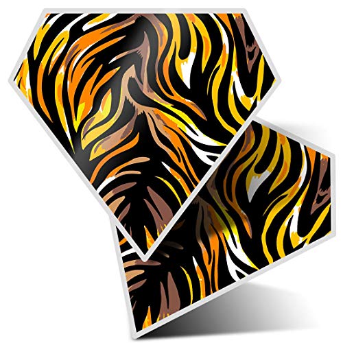 2 pegatinas de diamante de 7,5 cm – Animal Print Zebra Tiger África Wild Fun calcomanías para ordenadores portátiles, tabletas, equipaje, chatarra de reservas, neveras, regalo fresco #24439