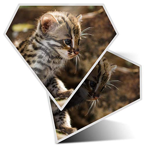 2 pegatinas de diamante de 7,5 cm, diseño de gatito de leopardo, para portátiles, tabletas, equipaje, chatarra, nevera, regalo fresco #14599