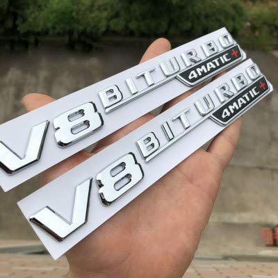 2 piezas de emblema de la hoja del logo V8 Biturbo 4Matic + para Mercedes Benz AMG V8 C200 C300 E300 E400 W213