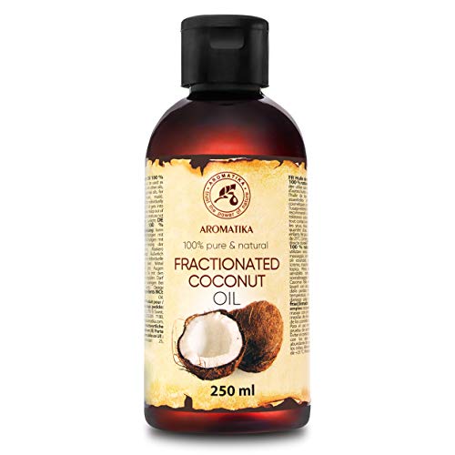 Aceite de Coco Fraccionado 250ml - 100% Puros y Aceites de Coco Naturales - Aceite Base - Inodoro - Tratamiento Facial Intensivo - Cuidado del Cuerpo - Piel - Cabello - Aceite de Masaje