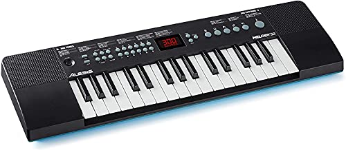 Alesis Melody 32 – Teclado electrónico, mini piano digital portátil de 32 teclas con altavoces integrados, 300 sonidos incorporados, 40 demos, conectividad USB-MIDI