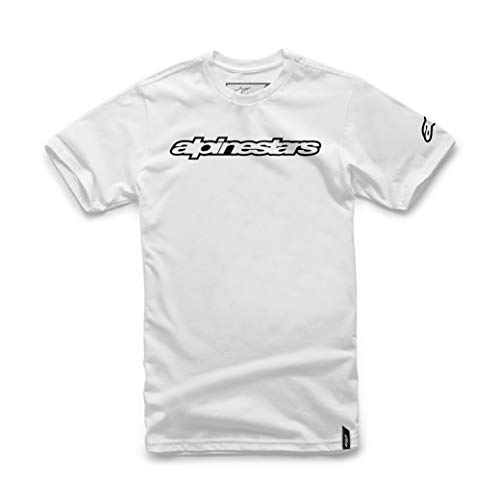 Alpinestar Wordmark tee Camiseta de Manga Logo de Corte Moderno, Hombre, White, L
