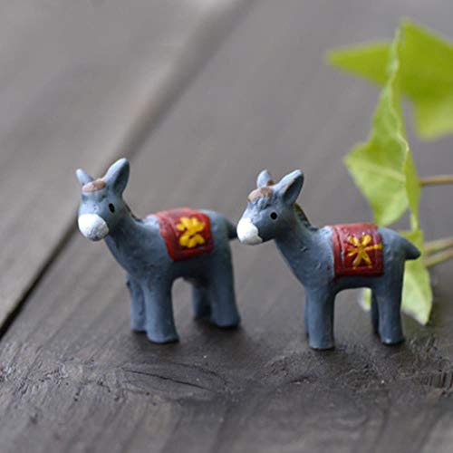 anyuq66qq Adornos en miniatura 2 piezas de burro Equus Asinus Ass Neddy Moke Caballo Flete China Pequeña figura decorativa miniatura