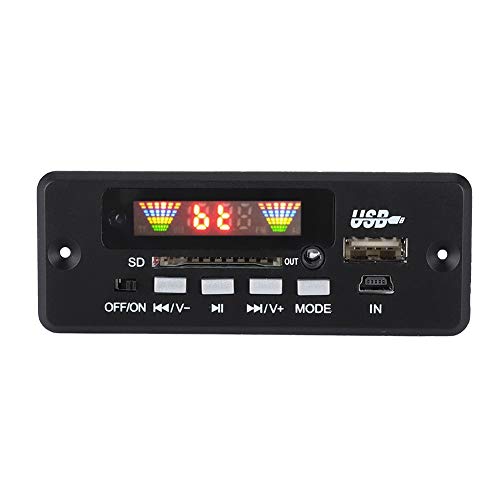 ASHATA Placa Decodificadora de MP3 con Bluetooth, Módulo Decodificador de Audio FM para La Placa Decodificadora de MP3 para Música de Automóvil(Negro)