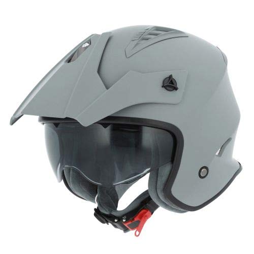 Astone Helmets - Casque de moto MINI CROSS monocolor - Casque jet au look enduro - Casque de moto look cross - casque de ville compact - matt grey L