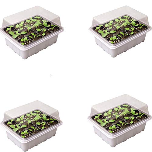 Bandejas de inicio de semillas de plástico de 4pc con ventilaciones, conjunto de bandejas de propagador de semillas Caja de propagación interior Caja de invernadero Conjunto de propagación de invernad