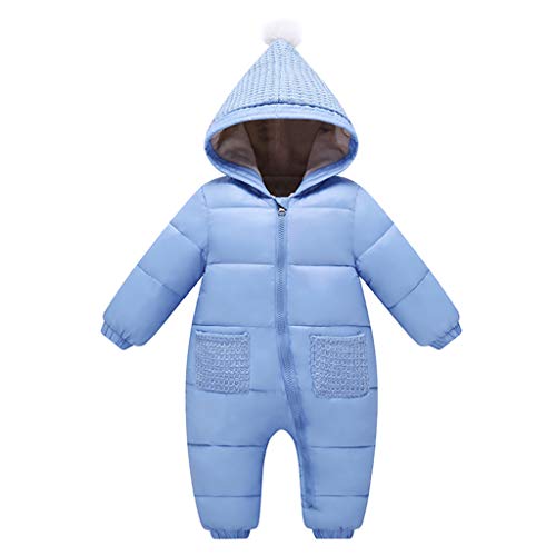 Bebé Mono Mameluco de Invierno Traje de Nieve Espesar peleles con capucha - Azul, 3-6 Meses