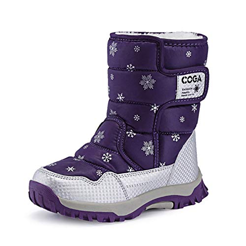 Botas de Nieve Niño Niña Botas de Invierno Antideslizante Cálido Forro Niños Al Aire Libre Boots