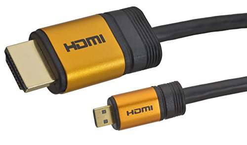 Cable de alta gama HDMI a micro de 5 metros 2.0/1.4a con conectores enchapados en oro y un trenzado de nylon/aluminio, conductores de cobre desnudo (Soporta: Full-HD, 3D, Ultra-HD 4K, Ethernet, Audio Return) por aricona