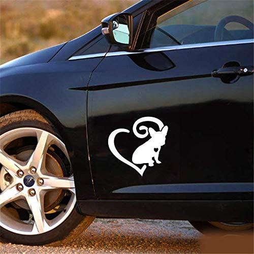 Car Sticker Home Bulldog francés de Dibujos Animados Frenchie Love Heart Vinyl Adhesivo Auto Autoadhesivo para Ford Mercedes-Benz BMW Volkswagen Passat Audi Diesel Convertible ☆ Blanco