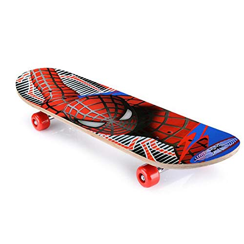 CYSHAKE Skateboard para niños Spiderman Longboard Maple Double Rocker Crucero para niños Monopatín