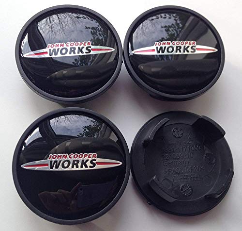 FlekShop Embellecedores de tapacubos John Cooper Works Negro Black (4 Unidades de 54 mm)