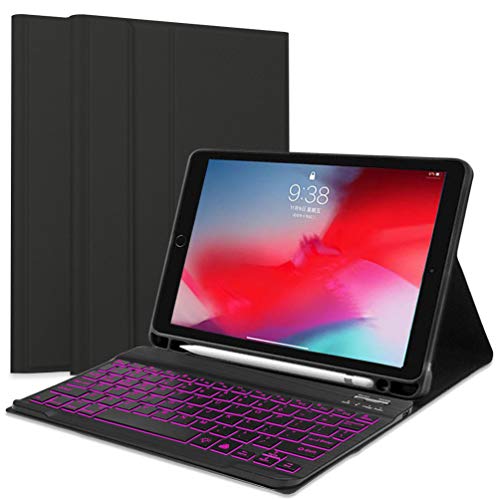 Funda con Teclado para iPad Mini 7,9”, Teclado Bluetooth inalámbrico Desmontable con retroiluminación y Funda Protectora Delgada con Portalápices Apple para iPad Mini 5/4/3/2/1