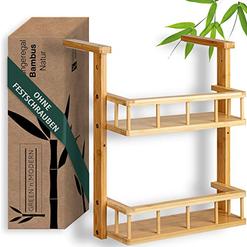 Green'n'Modern – Estantería colgante para la cocina – Frigorífico de madera de bambú – Estantería para especias para estudiantes
