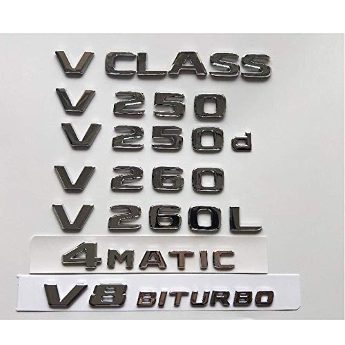 HONGYOU Emblema de letras cromadas para Mercedes Benz Clase V W447 MPV V200 V220 V250 V250D V250L V260 V260L 4MATIC (CDI, plateado brillante)