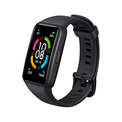 HONOR Band 6 Smartwatch Reloj Inteligente Hombre Mujer Fitness Tracker Monitor de Frecuencia Cardíaca Spo2 y Sueño Smart Watch de 1.47'' AMOLED 5ATM 14 Días de Batería para Android, Negro