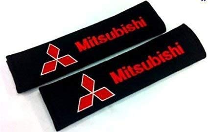 JABAVE 2pcs Almohadillas Cinturón de Seguridad De Coche, Hombreras Bordado Correa Protector Accesorios de Estilo Interio para Mitsubishi