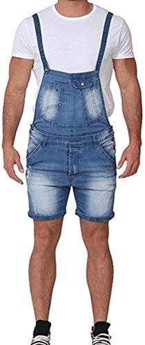 Jeans Peto General Latzshorts De Corta Casual Mezclilla Mono Modernas Lightwash Liga Pantalones Cortos Latzshorts Ocio (Color : Hellblau B, One Size : L)