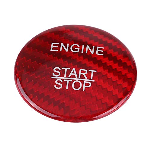 Ladieshow Botón de Arranque del Motor del Coche embellecedor de Cubierta autoadhesiva de Fibra de Carbono decoración para Mercedes Benz A B C GLC GLA CLA ML GL(Rojo)