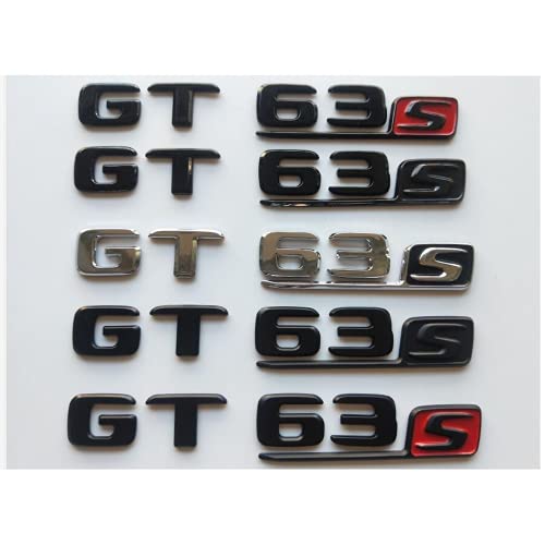 Letras cromadas Negras Insignias Emblemas Emblemas Insignia Stikcer para Mercedes Benz X290 Coupe AMG GT 63 S GT63S (GT63S, cromo (plata brillante))