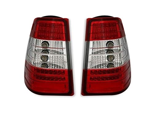 Luces traseras VT479 Conjunto de luces traseras 1 par lado conductor y pasajero conjunto completo LED cristal transparente rojo blanco compatible con Mercedes-Benz W124 T E Class Estate S124 1985-1996