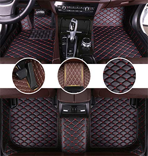 Muchkey Auto Tapetes de Piso Alfombra para Ford Focus 2019 Alfombrillas Impermeable Antideslizante de Cuero Interior Negro y Rojo