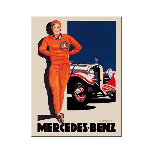 Nostalgic-Art 14371 Mercedes-Benz de Woman In Red | Retro Imán de Frigorífico | Vintage | 6 x 8 cm, Metal, Multicolor, 6 x 8 x 0.1 cm