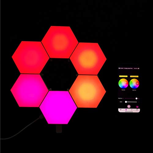Paneles de luz inteligentes Aplique de Pared LED Hexagonal Empalme DIY Geométrico Modular Sincronización Colorida LED RGB con Música Luces Controladas Por Aplicación Modular para Hotel de Oficina - Pa